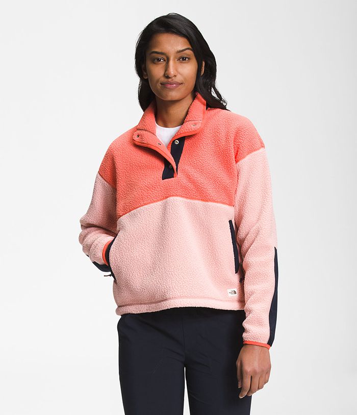 The North Face Womens Pullover Cragmont Fleece ¼ Snap 935EAVBQY - Orange/Rose